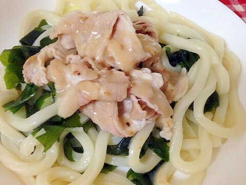 豚バラ肉とワカメの冷やしうどん♡